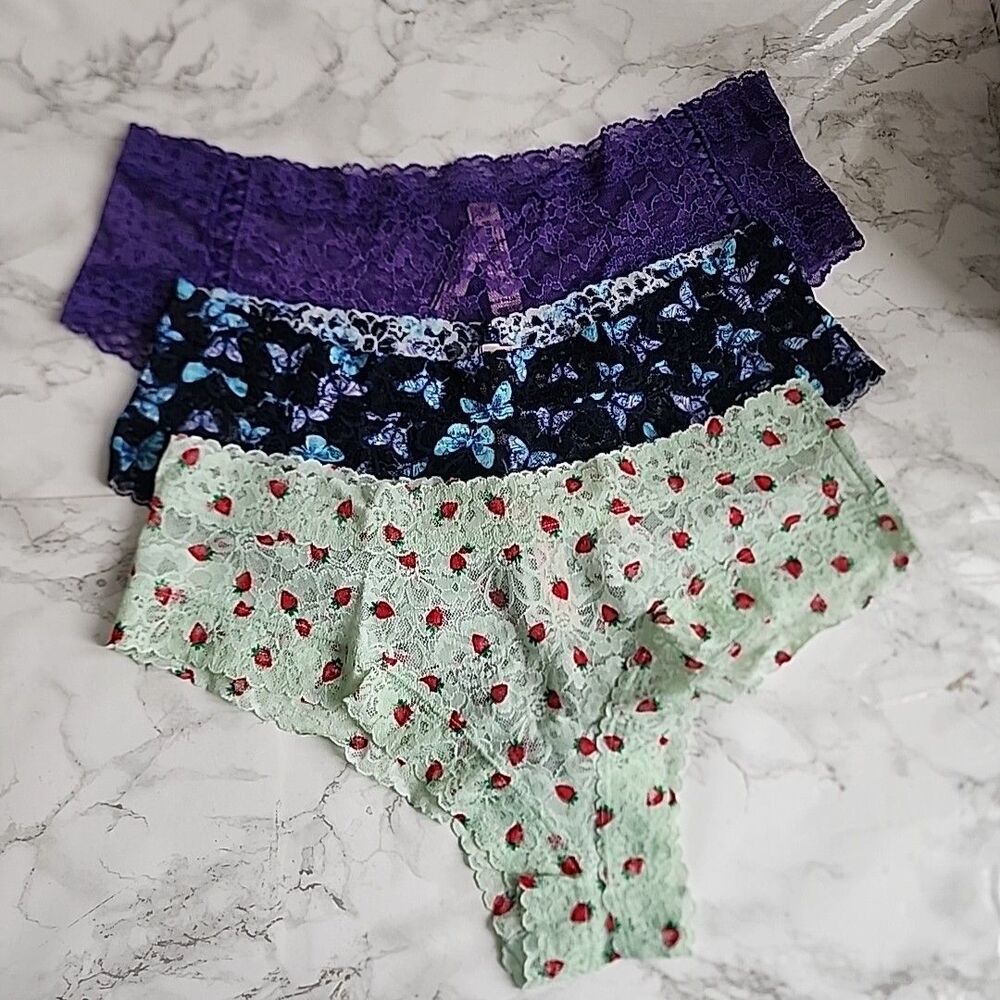 3 Victoria's Secret Very Sexy Lace Cheeky Panty XL